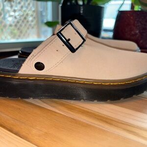 Dr. Martens Beige Mules with Black Sole